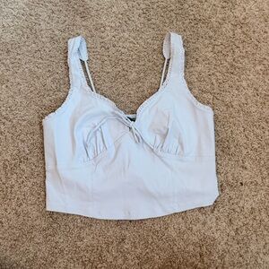wild fable Light Blue Lace-Trim Cropped Tank